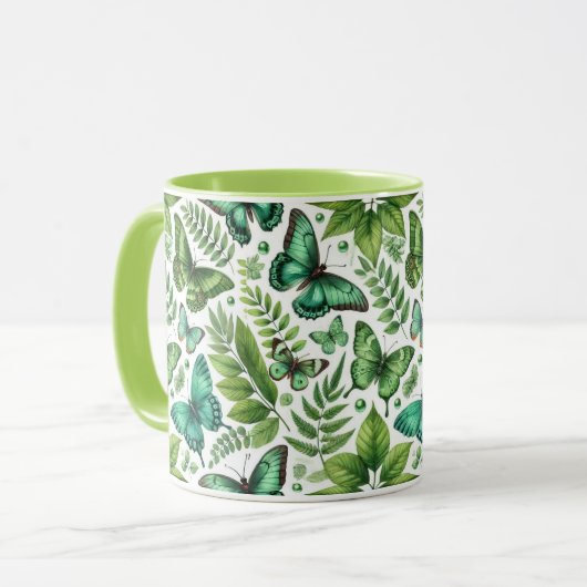 Blauwgroene vlinders mok (Voorkant links)