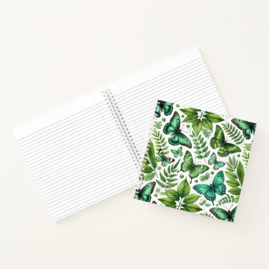 Blauwgroene vlinders notitieboek (Binnen)