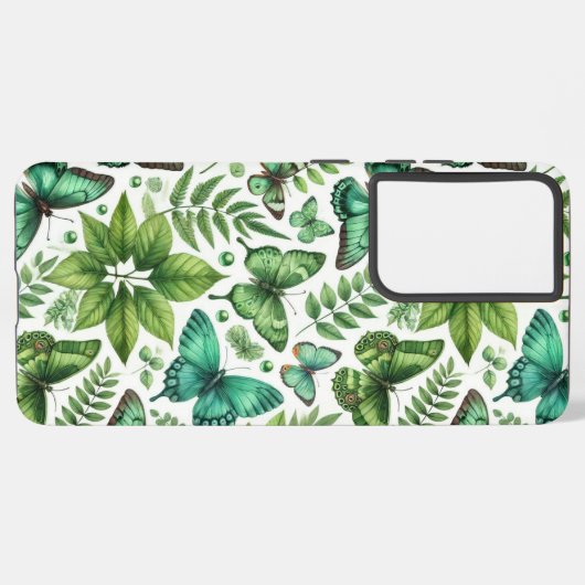 Blauwgroene vlinders samsung galaxy hoesje (Achterkant horizontaal)