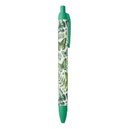 Blauwgroene vlinders zwarte inkt pen