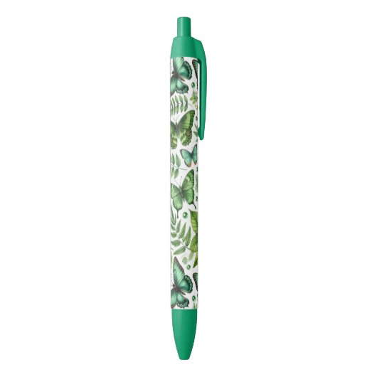 Blauwgroene vlinders zwarte inkt pen (Achterkant (Verticaal))