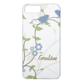 Blauwgroene vogels laten bloemen achter Case-Mate iPhone case (Achterkant)