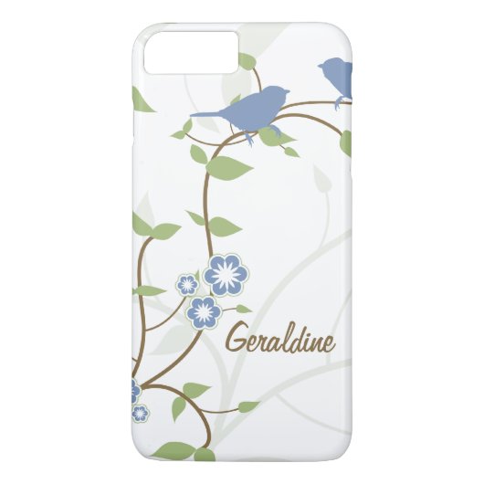 Blauwgroene vogels laten bloemen achter Case-Mate iPhone case (Achterkant)