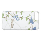 Blauwgroene vogels laten bloemen achter Case-Mate iPhone case (Achterkant (Horizontaal))