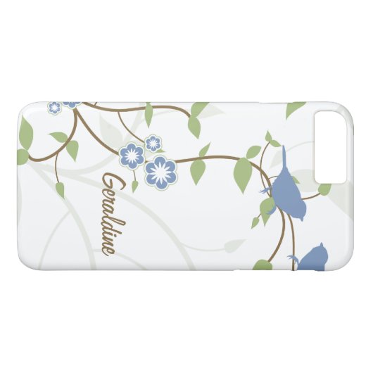 Blauwgroene vogels laten bloemen achter Case-Mate iPhone case (Achterkant (Horizontaal))