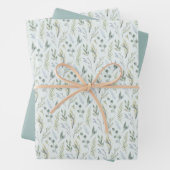 Blauwgroene Waterverf Botanisch Inpakpapier Vel (In situ)