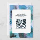 Blauwgroene Waterverf Custom QRCode Bar Bat Mitzva Kaart (Achterkant)