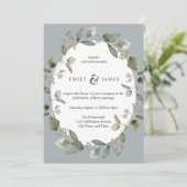 Blauwgroene Waterverf Greeney verlaat bruiloft Kaart (Staand voorkant)