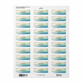 Blauwgroene waterverf oceaanrand etiket (Full Sheet)