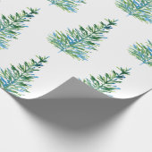 Blauwgroene Waterverf Pine Tree Patroon Cadeaupapier (Hoek)