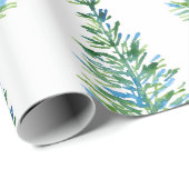 Blauwgroene Waterverf Pine Tree Patroon Cadeaupapier (Rol Hoek)