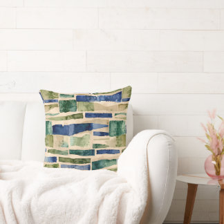 Blauwgroene Waterverf pleisters Kussen