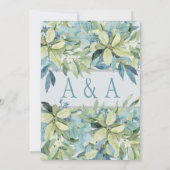 Blauwgroene Waterverf verlaat huwelijksuitnodiging Kaart (Achterkant)