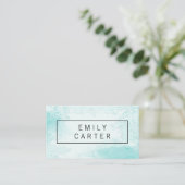 Blauwgroene waterverf visitekaartje (Staand voorkant)