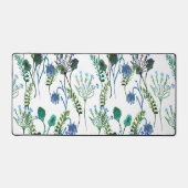Blauwgroene waterverf wilde bloem bureaumat (Voorkant)