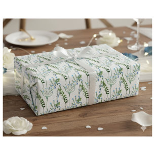 Blauwgroene waterverf wilde bloem  cadeaupapier