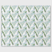 Blauwgroene waterverf wilde bloem cadeaupapier (Vlak)