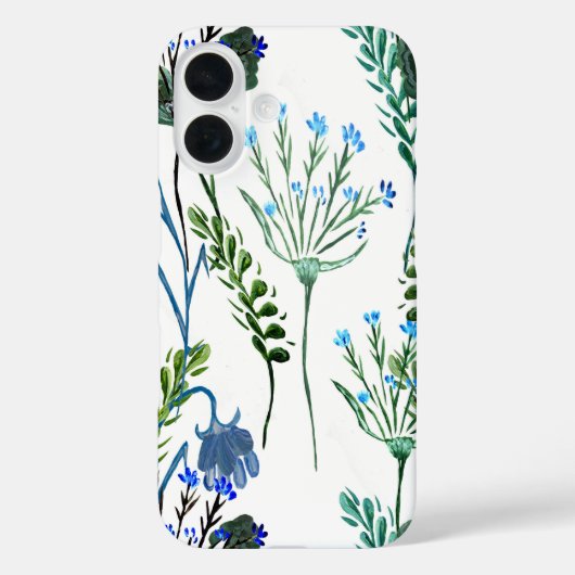 Blauwgroene waterverf wilde bloem Case-Mate iPhone case (Achterkant)