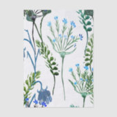 Blauwgroene waterverf wilde bloem tissuepapier (Voorkant)