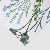 Blauwgroene waterverf wilde bloem tissuepapier (Detail)