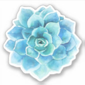 Blauwgroene waterverven cactus illustratie sticker (Voorkant)