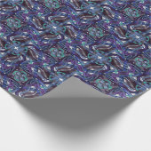 Blauwgroene wervelingen cadeaupapier (Hoek)