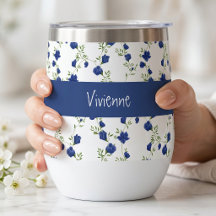 Blauwgroene wilde bloem waterverf monogram naam