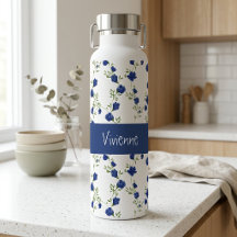 Blauwgroene wilde bloem waterverf monogram naam