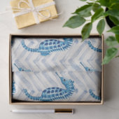 Blauwgroene zeepaardjes op Chevron Tissuepapier (Geschenk)