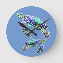 Blauwgroene zeeschildpadden ronde klok