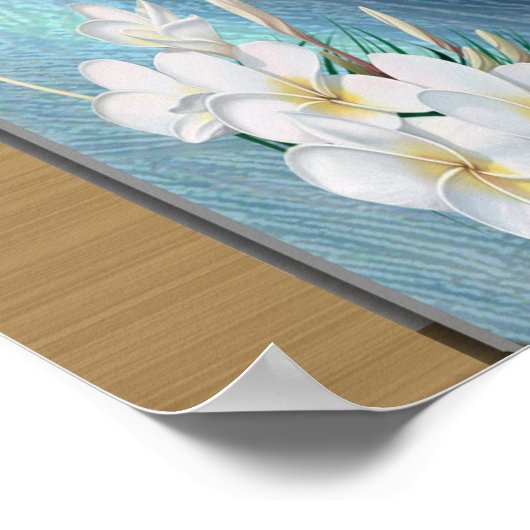 Blauwgroene zijde van metaal - goudpekels Veer Poster (Hoek)