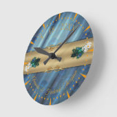 Blauwgroene zijde van metaal - goudpekels Veer Ronde Klok (Hoek)