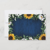 Blauwgroene Zonnebloem Rustieke Trouw RSVP Kaarten Kaartje (Achterkant)
