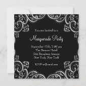 Blauwgroene Zwarte Maskerade Feest Kaart (Achterkant)