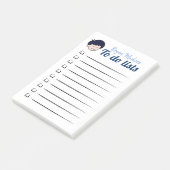 Blauwharige jongen om lijsten te maken post-it® notes (Schuin)