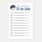 Blauwharige jongen om lijsten te maken post-it® notes (Voorkant)