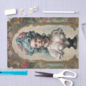 Blauwharige rococo buste - Decoupage Tissuepapier (Craft)