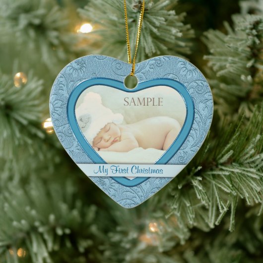 Blauwhart voor eerste kerstmis Baby Keramisch Ornament (Boom)