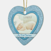 Blauwhart voor eerste kerstmis Baby Keramisch Ornament (Links)