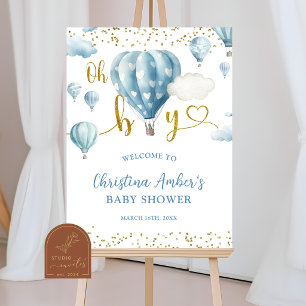 Blauwhete ballon Welkom bord jongen Poster
