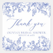 Blauwige bruidsmeisjesfeest bedanksticker vierkante sticker (Voorkant)