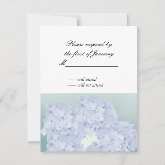 Blauwige Hortensia Antwoordkaart RSVP Kaartje (Voorkant)