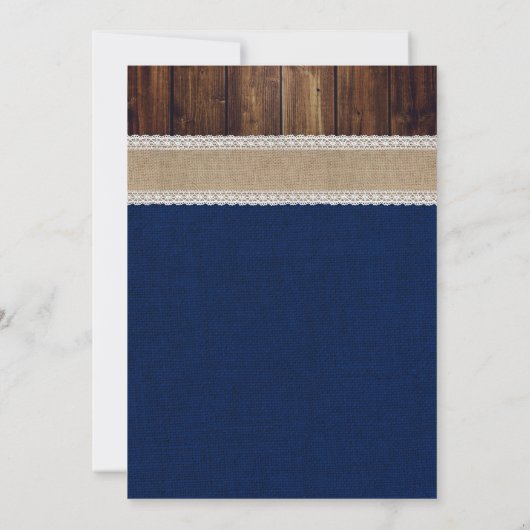 Blauwige Rustieke Zonnebloem Bruiloft Kaart (Achterkant)