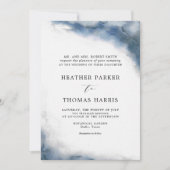 Blauwige Waterverf Klassieke Elegante Bruiloft Kaart (Voorkant)