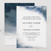Blauwige Waterverf Klassieke Elegante Bruiloft Kaart (Voorkant / Achterkant)