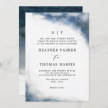 Blauwige Waterverf Klassieke Elegante Bruiloft