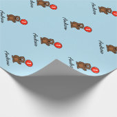 Blauwjongetje 1e Birthday teddy beer wrapting pape Cadeaupapier (Hoek)