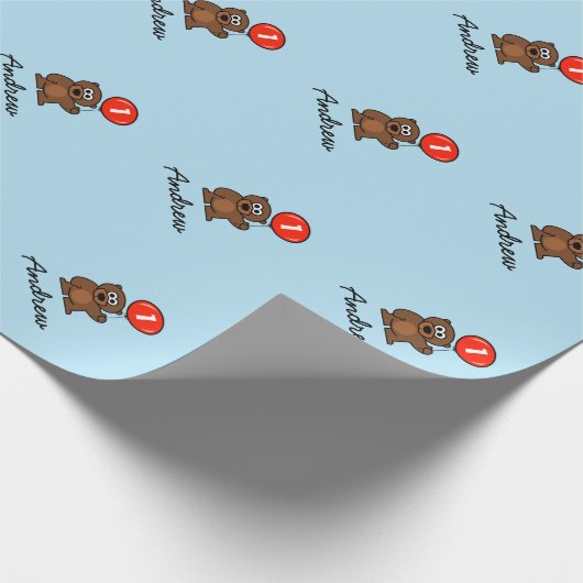 Blauwjongetje 1e Birthday teddy beer wrapting pape Cadeaupapier (Hoek)
