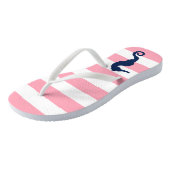 Blauwkever op roze strepen teenslippers (Schuin)