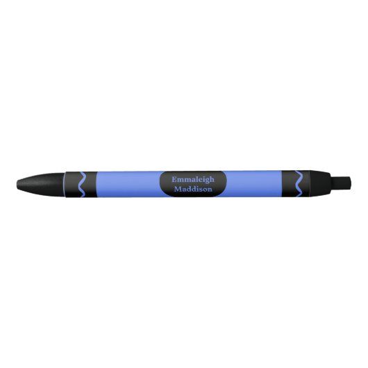 Blauwkleurige Crayon-logo Zwarte Inkt Pen (Voorkant)